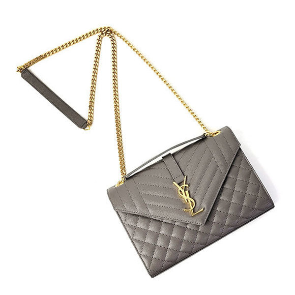 Saint Laurent Envelope Chain Shoulder Bag Medium Grey - Picture 4 of 5